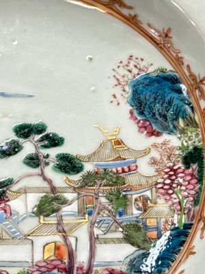 Four Chinese famille rose 'Riverscape' plates — 照片 7
