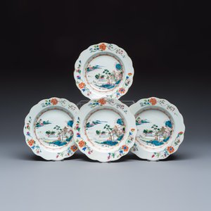 Four Chinese famille rose 'Riverscape' plates — 照片 1