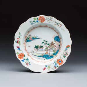 Four Chinese famille rose 'Riverscape' plates — 照片 6