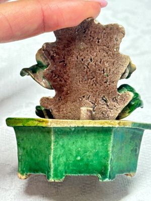 Three Chinese famille verte sancai biscuit 'Jardinière' incense stick holders — photo 12