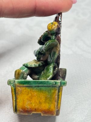 Three Chinese famille verte sancai biscuit 'Jardinière' incense stick holders — photo 18