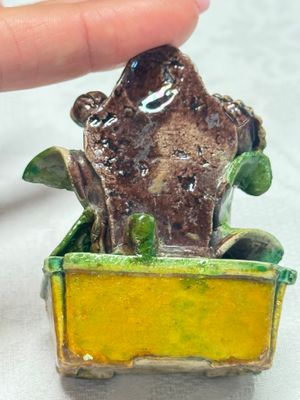 Three Chinese famille verte sancai biscuit 'Jardinière' incense stick holders — photo 19
