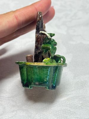 Three Chinese famille verte sancai biscuit 'Jardinière' incense stick holders — photo 2