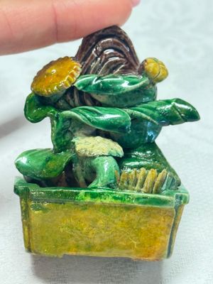 Three Chinese famille verte sancai biscuit 'Jardinière' incense stick holders — photo 21