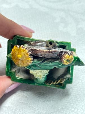 Three Chinese famille verte sancai biscuit 'Jardinière' incense stick holders — photo 23