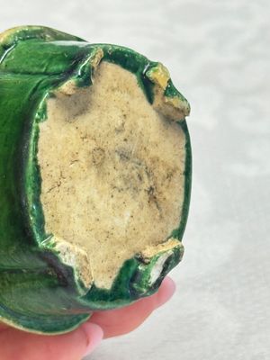 Three Chinese famille verte sancai biscuit 'Jardinière' incense stick holders — photo 8