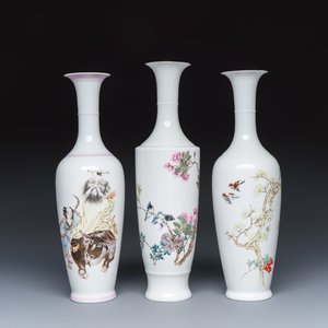 Three Chinese polychrome semi-eggshell vases — photo 2