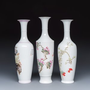 Three Chinese polychrome semi-eggshell vases — photo 3