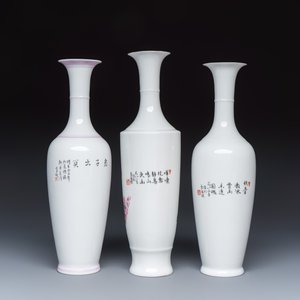 Three Chinese polychrome semi-eggshell vases — photo 4