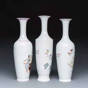 Three Chinese polychrome semi-eggshell vases — photo 5