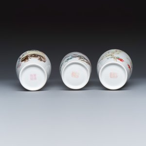 Three Chinese polychrome semi-eggshell vases — photo 7