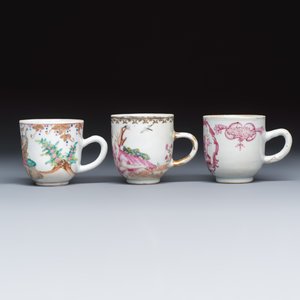 Three fine Chinese famille rose export porcelain cups — photo 3