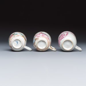 Three fine Chinese famille rose export porcelain cups — photo 8