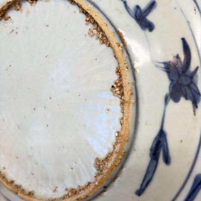 Two Chinese blue and white bowls, a plate, a celadon kendi and a vase — photo 14