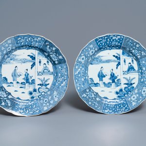 A 119-piece Chinese blue and white 'Romance of the Western chamber' dinner service, Qianlong — photo 8