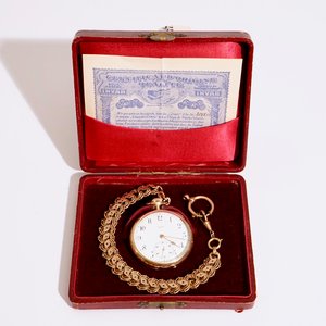 A 14k gold Swiss Invar pocket watch in original case, early 20th C. — 照片 5