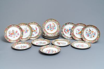 A 16-piece Chinese Canton famille rose service, 19th C.