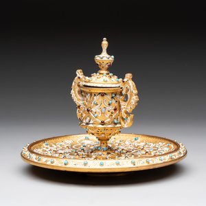A bejewelled and enamelled gilt-bronze inkwell, probably Russia, 19/20th C. — 照片 1