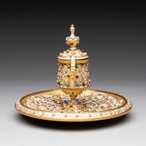 A bejewelled and enamelled gilt-bronze inkwell, probably Russia, 19/20th C. — 照片 6