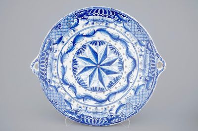 A big blue and white fish strainer, Bolsward, Friesland, 18th C.