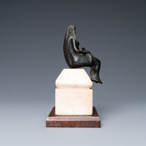 A black-patinated bronze figure of a young lady wearing a loincloth mounted on a marble base, Italy, 16th C. — photo 6