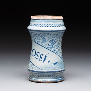 A blue and white Antwerp maiolica 'a foglie' albarello, mid 16th C. — photo 2