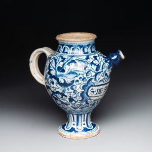A blue and white Antwerp maiolica 'a foglie' wet drug jar, 2nd half 16th C. — 照片 5