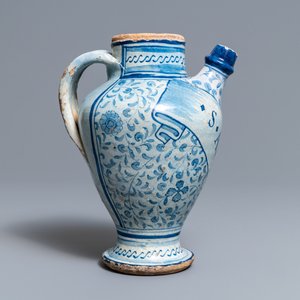 A blue and white Antwerp maiolica wet drug jar, dated 1549 — photo 2