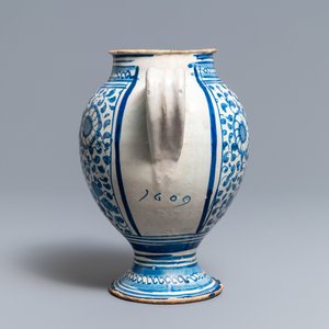 A blue and white Antwerp maiolica wet drug jar, dated 1609 — photo 5
