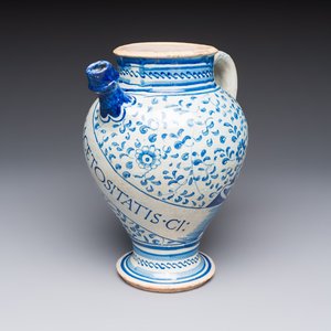 A blue and white Antwerp maiolica wet drug jar inscribed 'S ACETOSITATIS', 16th C. — foto 1