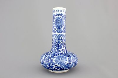 A blue and white Chinese porcelain bottle-shaped vase with Wan-Li mark, Kangxi, ca. 1700