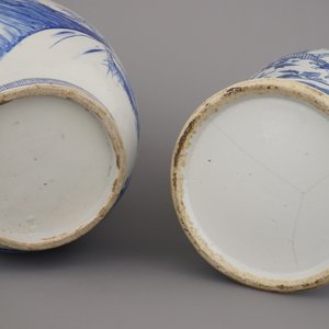 A blue and white Chinese porcelain dragon vase and a Japanese vase with a tiger, 19th C. — 照片 2