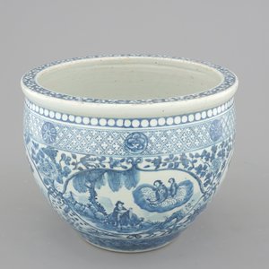 A blue and white Chinese porcelain fish bowl, 19th C. — foto 5