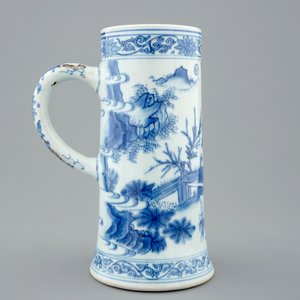 A blue and white Chinese tankard, Transitional period, 1620-1683 — photo 4