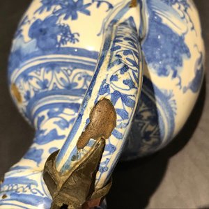 A blue and white chinoiserie jug with pewter lid, Haarlem or Delft, 1st half 17th C. — 照片 13