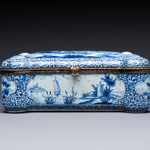 A blue and white Dutch Delft bronze-mounted casket, 19th C. — photo 4