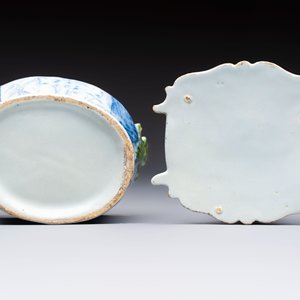 A blue and white Dutch Delft butter tub with green-glazed accents, 18th C. — 照片 8
