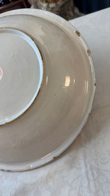 A blue and white Dutch Delft chinoiserie dish with flower vases and insects — photo 12