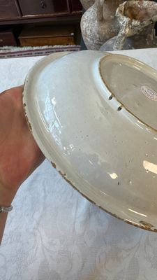 A blue and white Dutch Delft chinoiserie dish with flower vases and insects — photo 14