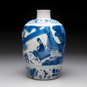 A blue and white Dutch Delft chinoiserie vase, 18th C. — photo 2