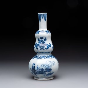 A blue and white Dutch Delft double gourd chinoiserie vase, 17th C. — 照片 2