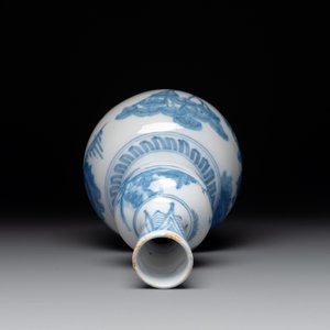 A blue and white Dutch Delft double gourd chinoiserie vase, 17th C. — 照片 6
