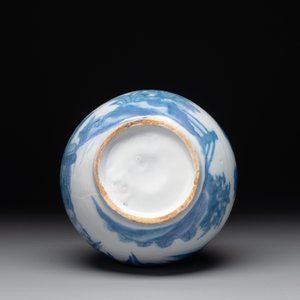 A blue and white Dutch Delft double gourd chinoiserie vase, 17th C. — 照片 7