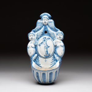 A blue and white Dutch Delft holy water font, late 17th C. — photo 1