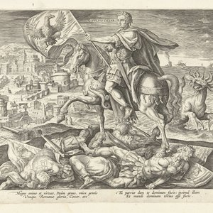 A blue and white Dutch Delft 'Julius Caesar' dish, after an engraving by Adriaen Collaert, early 18th C. — photo 3