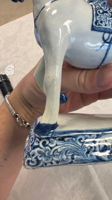 A blue and white Dutch Delft model of a standing horse — photo 12