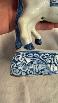 A blue and white Dutch Delft model of a standing horse — photo 5