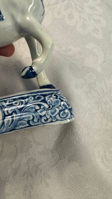 A blue and white Dutch Delft model of a standing horse — photo 7