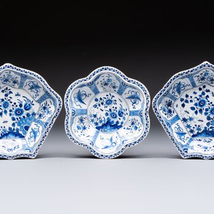 A blue and white Dutch Delft seven-piece sweetmeat dish set, 19th C. — photo 3