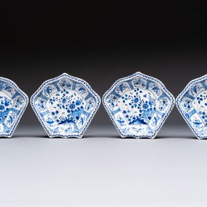 A blue and white Dutch Delft seven-piece sweetmeat dish set, 19th C. — photo 5